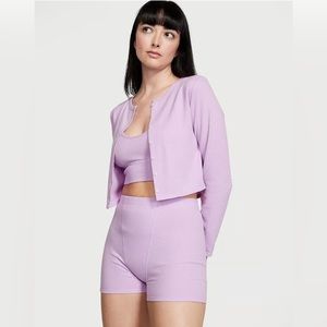 Victoria’s Secret Glow Waffle Three-Piece Short Pajama Set in Silky Lilac Medium